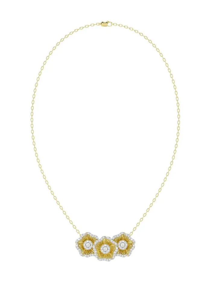 Women Marchesa Jewelry Halo Flower Yellow Pendant Necklace Yellow Gold