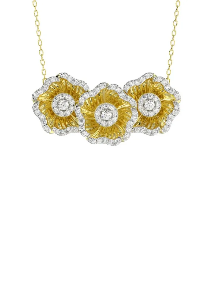 Women Marchesa Jewelry Halo Flower Yellow Pendant Necklace Yellow Gold Women Marchesa Jewelry Halo Flower Yellow Pendant Necklace Yellow Gold