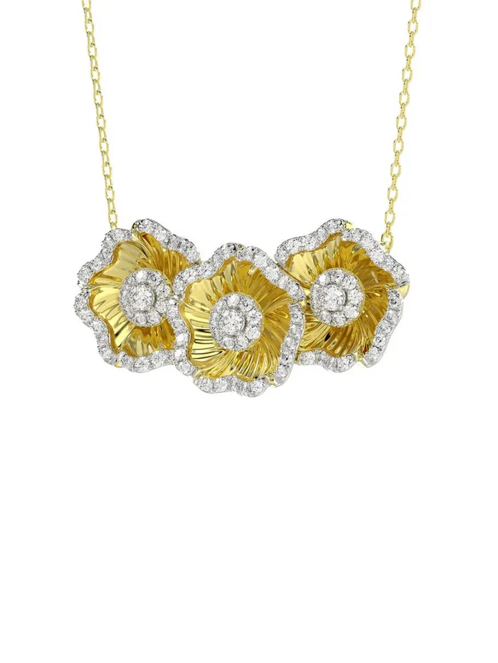 Women Marchesa Jewelry Halo Flower Yellow Pendant Necklace Yellow Gold Women Marchesa Jewelry Halo Flower Yellow Pendant Necklace Yellow Gold