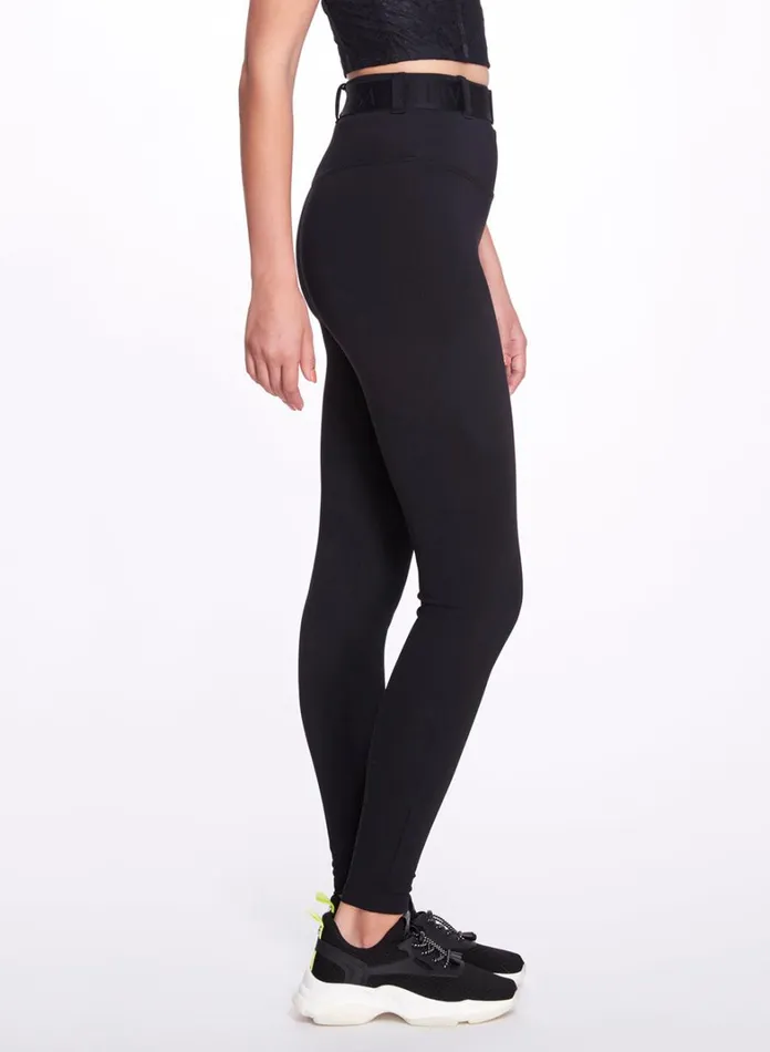 Women Marchesa Marchesa Active Black High Waisted Legging With Belt Waistband Black