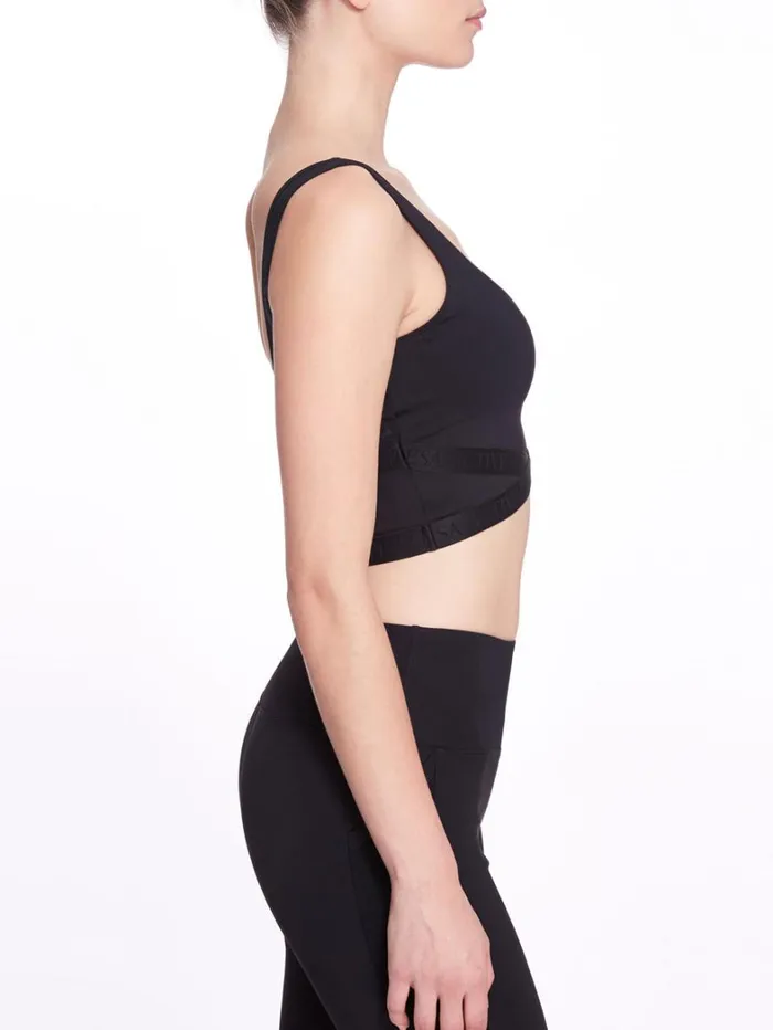Women Marchesa Marchesa Active Black Scoop Neck Sports Bra With Criss Cross And Mesh Detail Black