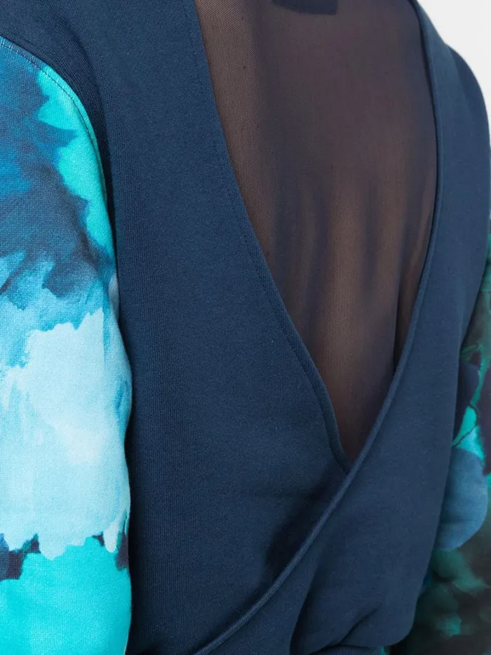 Women Marchesa Marchesa Active Blue Floral Printed Crew Neck Cropped Sweatshirt With Mesh Cutout Back Navy Multi Women Marchesa Marchesa Active Blue Floral Printed Crew Neck Cropped Sweatshirt With Mesh Cutout Back Navy Multi