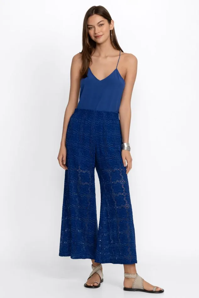 Women MARINA JOY RAYON CROPPED PANT Sailor Blue Johnny Was Bottoms