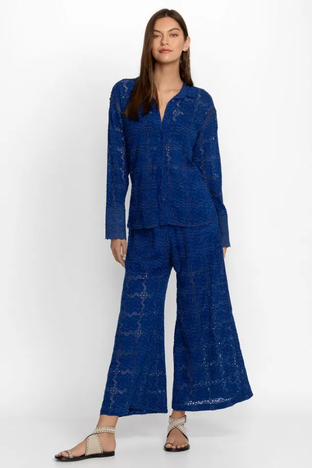 Women MARINA JOY RAYON CROPPED PANT Sailor Blue Johnny Was Bottoms Women MARINA JOY RAYON CROPPED PANT Sailor Blue Johnny Was Bottoms