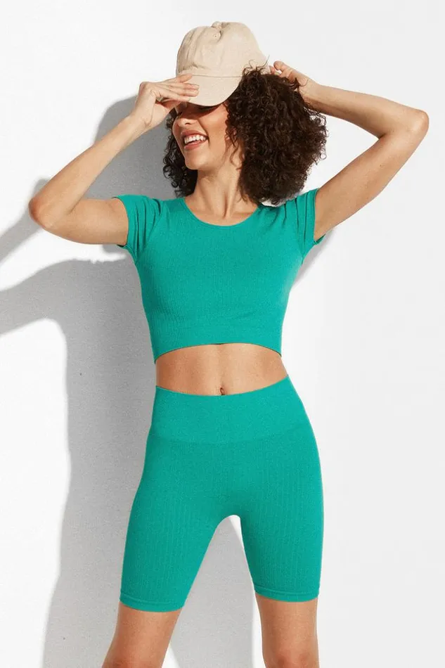 Women Matching Sets Cupshe Full Bloom Scoop High Waist Matching Set Green