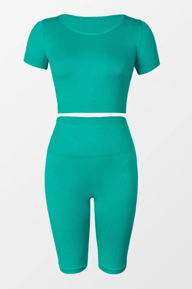 Women Matching Sets Cupshe Full Bloom Scoop High Waist Matching Set Green