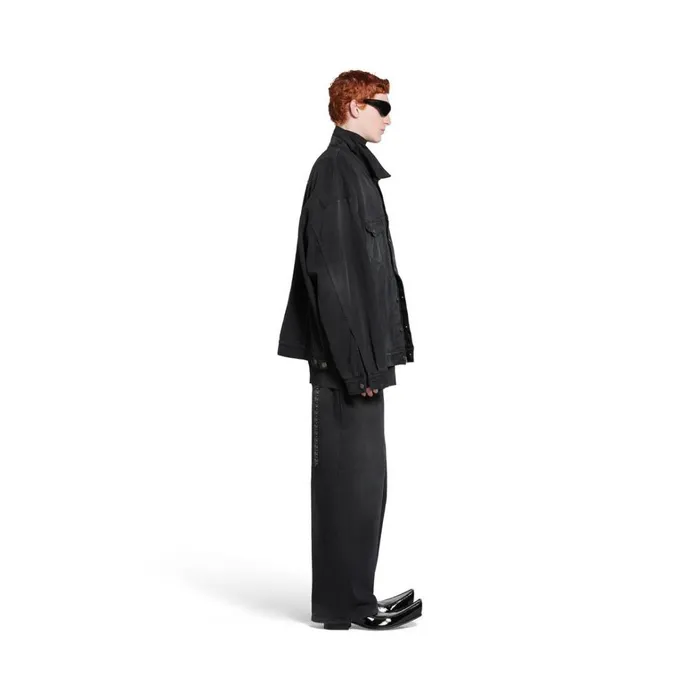 WomenMen Coats and Jackets Balenciaga Denim Size Sticker Jacket In Black