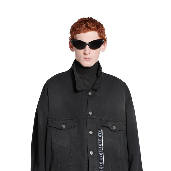 WomenMen Coats and Jackets Balenciaga Denim Size Sticker Jacket In Black