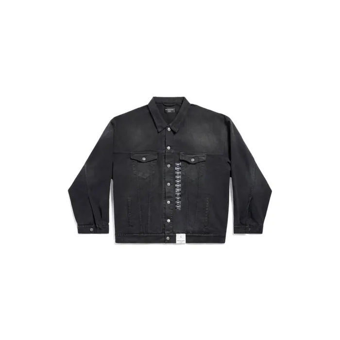 WomenMen Coats and Jackets Balenciaga Denim Size Sticker Jacket In Black