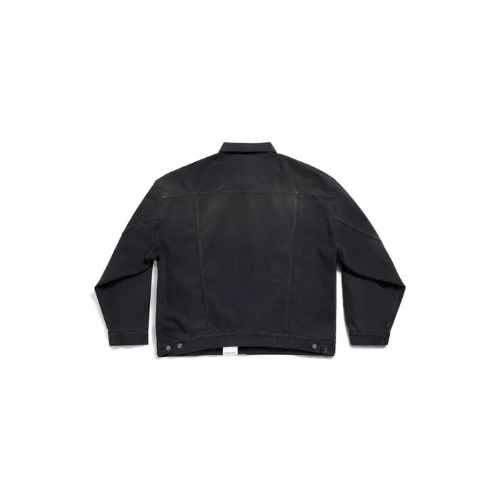 WomenMen Coats and Jackets Balenciaga Denim Size Sticker Jacket In Black