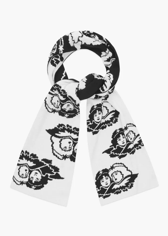 WomenMen Fiorucci Scarves Intarsia Angels Scarf Black WomenMen Fiorucci Scarves Intarsia Angels Scarf Black