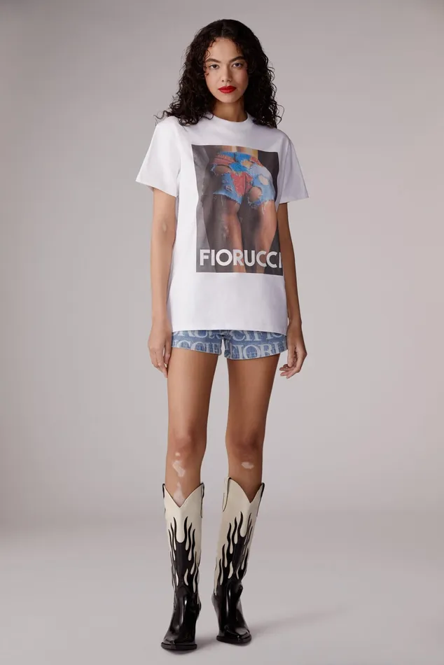 WomenMen Fiorucci TShirts and Tops Unisex Graphic Poster TShirt White WomenMen Fiorucci TShirts and Tops Unisex Graphic Poster TShirt White