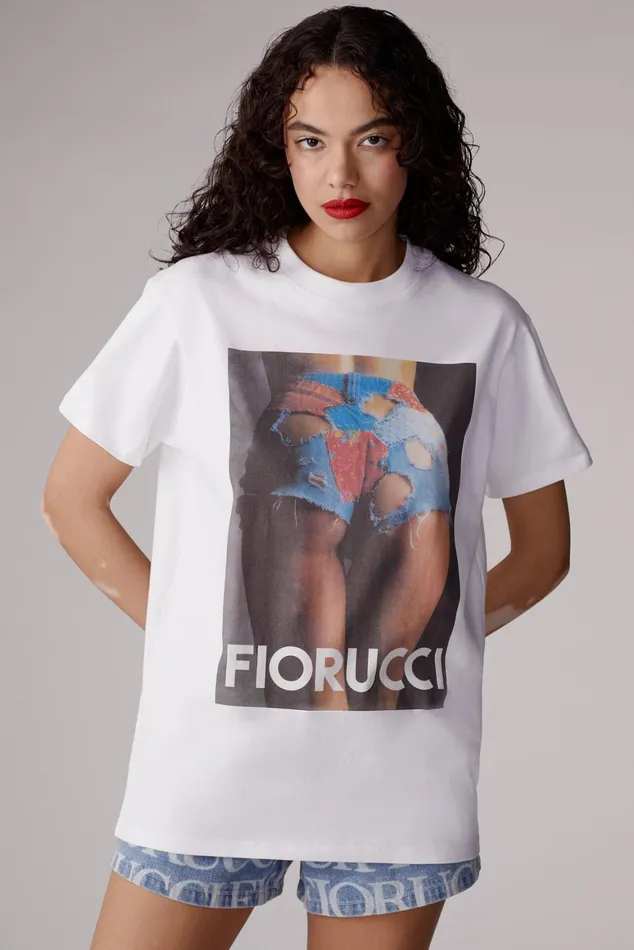 WomenMen Fiorucci TShirts and Tops Unisex Graphic Poster TShirt White WomenMen Fiorucci TShirts and Tops Unisex Graphic Poster TShirt White