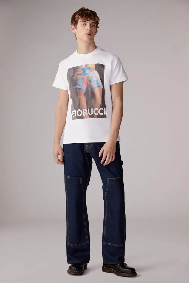 WomenMen Fiorucci TShirts and Tops Unisex Graphic Poster TShirt White WomenMen Fiorucci TShirts and Tops Unisex Graphic Poster TShirt White