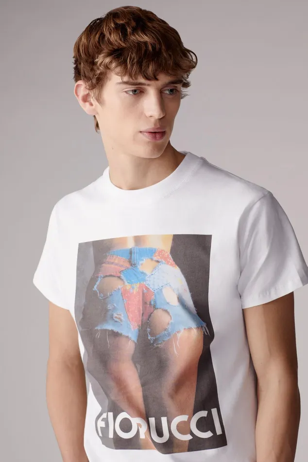 WomenMen Fiorucci TShirts and Tops Unisex Graphic Poster TShirt White WomenMen Fiorucci TShirts and Tops Unisex Graphic Poster TShirt White