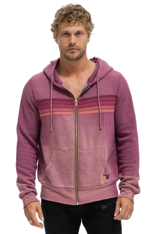 WomenMen Hoodies Aviator Nation 5 Stripe Hoodie 8211 Faded Berry