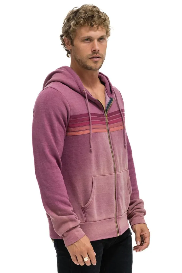 WomenMen Hoodies Aviator Nation 5 Stripe Hoodie 8211 Faded Berry