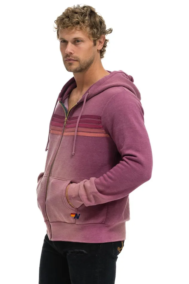 WomenMen Hoodies Aviator Nation 5 Stripe Hoodie 8211 Faded Berry