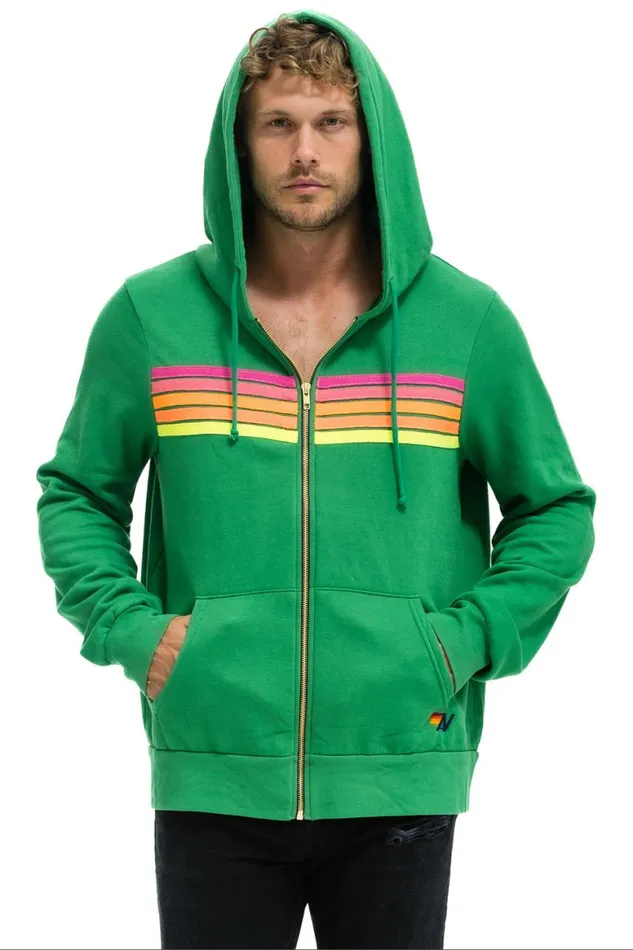 WomenMen Hoodies Aviator Nation 5 Stripe Hoodie 8211 Kelly Green Neon Pink Yellow