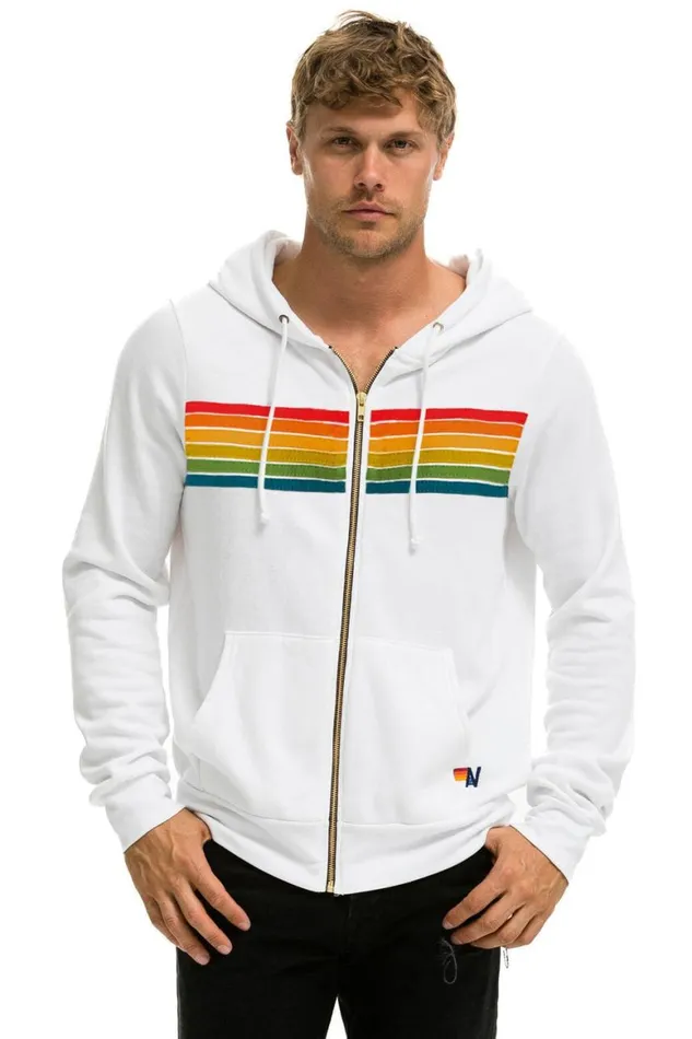 WomenMen Hoodies Aviator Nation 6 Stripe Hoodie 8211 White Serape