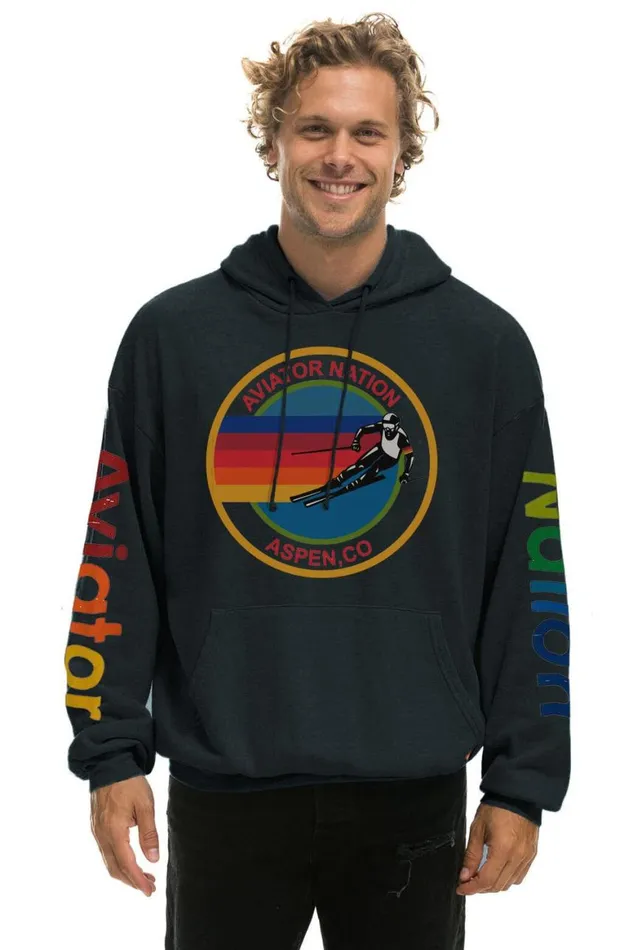 WomenMen Hoodies Aviator Nation Aspen Relaxed Pullover Hoodie 8211 Charcoal
