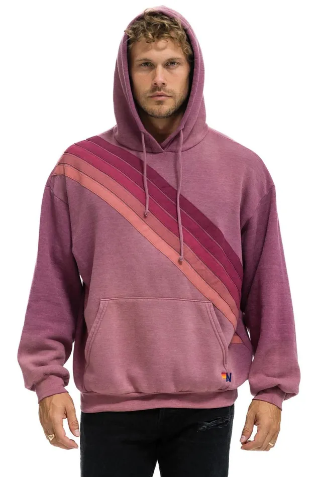 WomenMen Hoodies Aviator Nation Cross Stripe Relaxed Pullover Hoodie 8211 Faded Berry