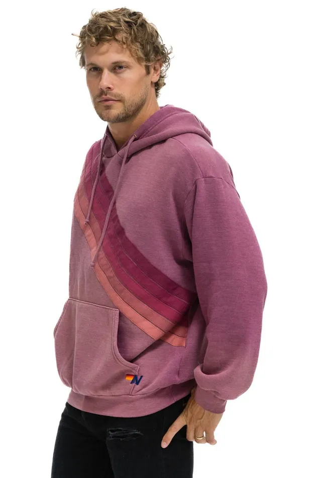 WomenMen Hoodies Aviator Nation Cross Stripe Relaxed Pullover Hoodie 8211 Faded Berry