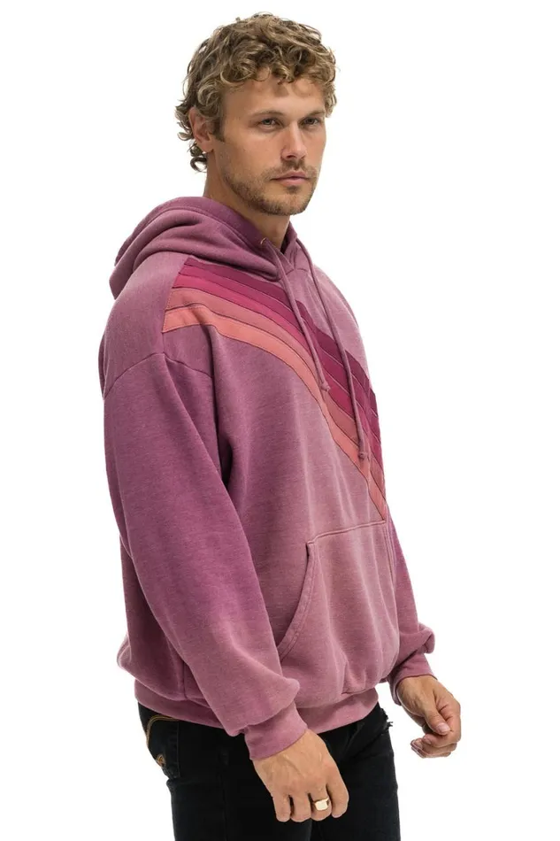 WomenMen Hoodies Aviator Nation Cross Stripe Relaxed Pullover Hoodie 8211 Faded Berry