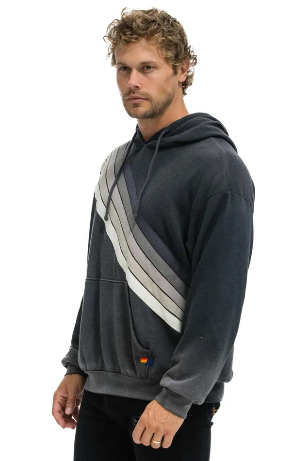 WomenMen Hoodies Aviator Nation Cross Stripe Relaxed Pullover Hoodie 8211 Faded Smoke