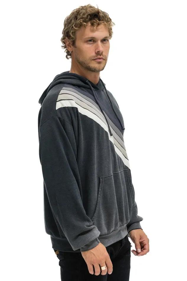 WomenMen Hoodies Aviator Nation Cross Stripe Relaxed Pullover Hoodie 8211 Faded Smoke