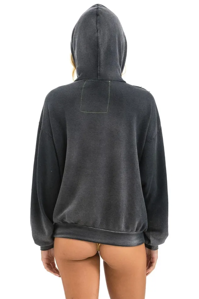 WomenMen Hoodies Aviator Nation Cross Stripe Relaxed Pullover Hoodie 8211 Faded Smoke