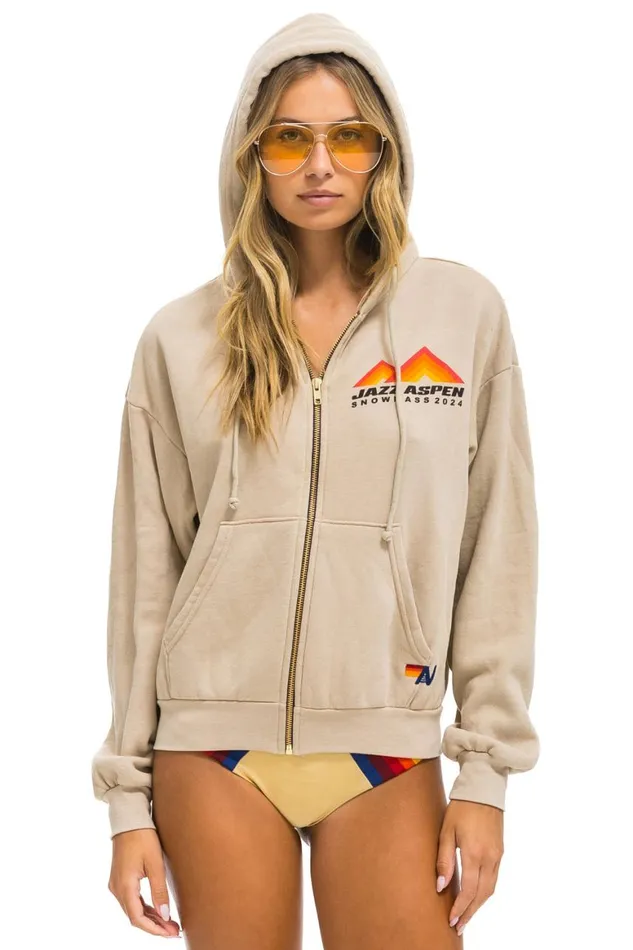 WomenMen Hoodies Aviator Nation Jazz Aspen Snowmass 2024 Zip Hoodie Relaxed 8211 Sand WomenMen Hoodies Aviator Nation Jazz Aspen Snowmass 2024 Zip Hoodie Relaxed 8211 Sand