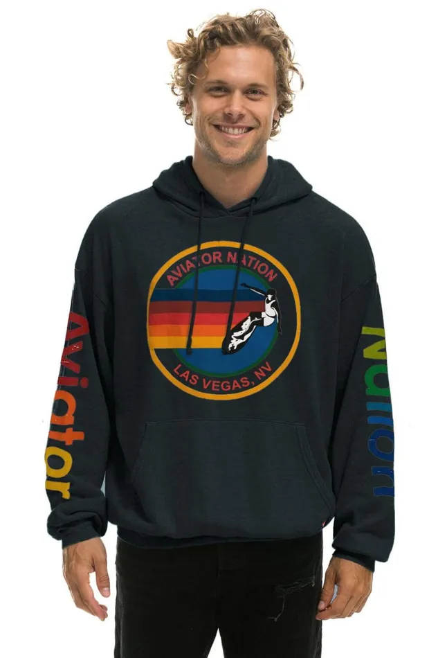 WomenMen Hoodies Aviator Nation Las Vegas Relaxed Pullover Hoodie 8211 Charcoal