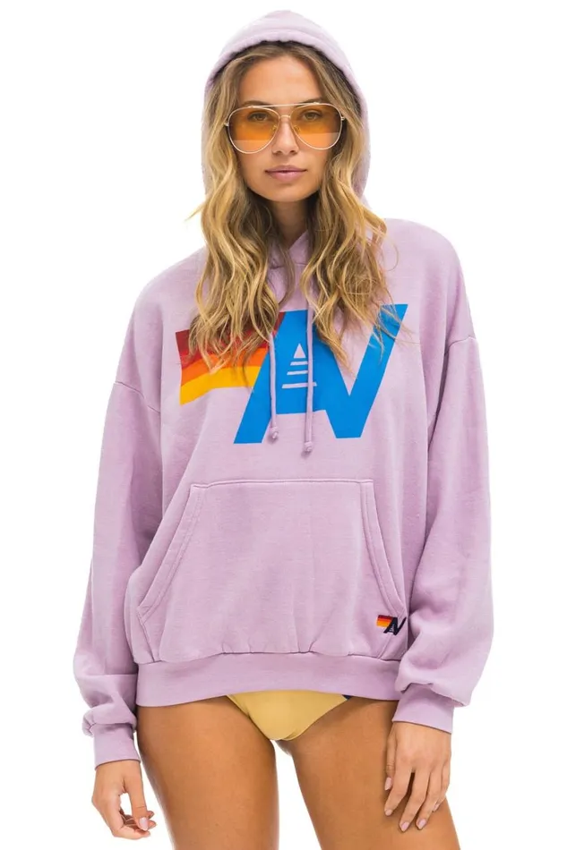 WomenMen Hoodies Aviator Nation Logo Pullover Relaxed Hoodie 8211 Mauve