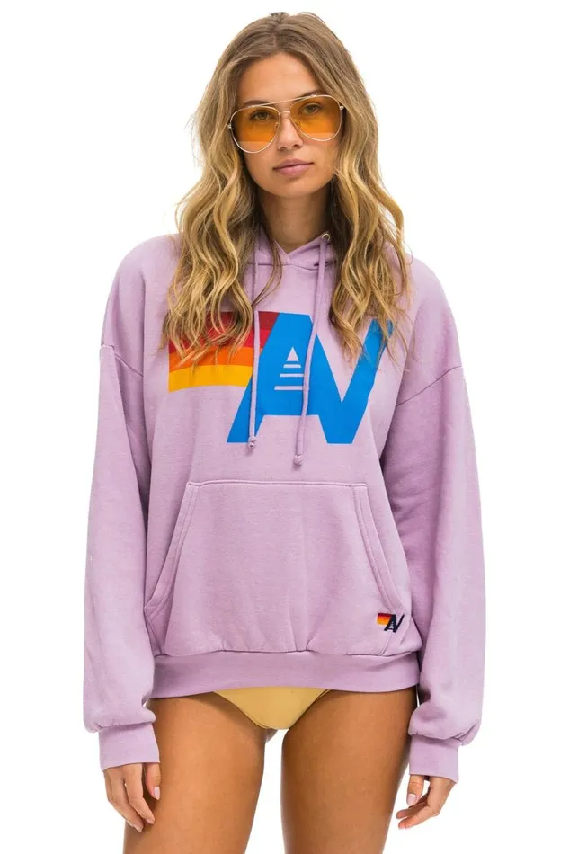 WomenMen Hoodies Aviator Nation Logo Pullover Relaxed Hoodie 8211 Mauve