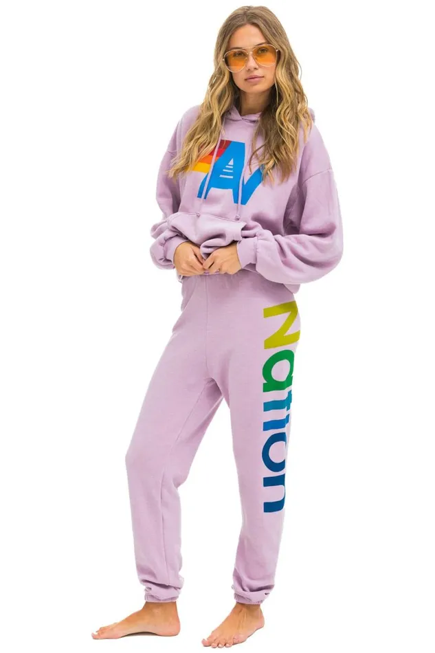 WomenMen Hoodies Aviator Nation Logo Pullover Relaxed Hoodie 8211 Mauve