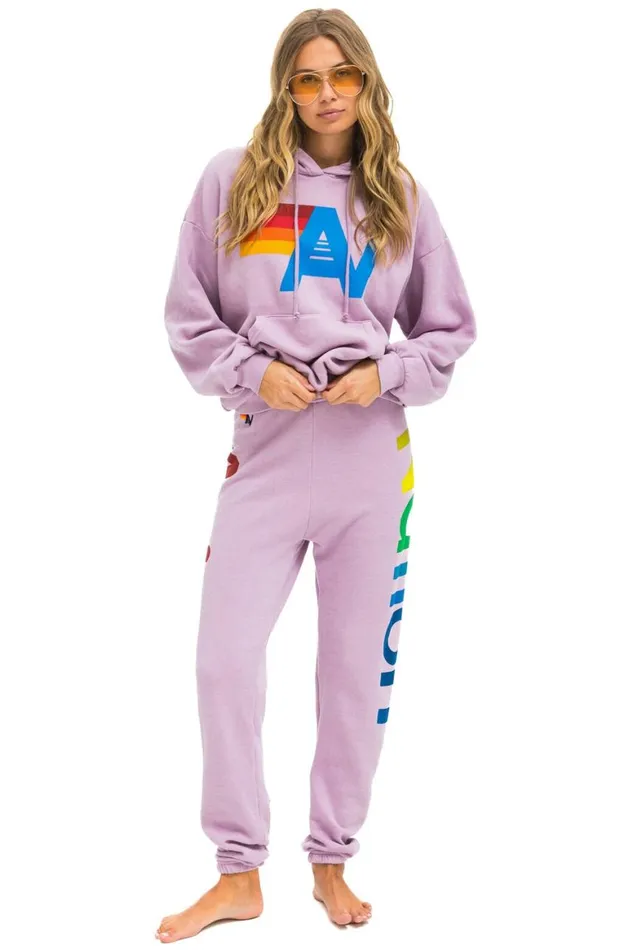 WomenMen Hoodies Aviator Nation Logo Pullover Relaxed Hoodie 8211 Mauve