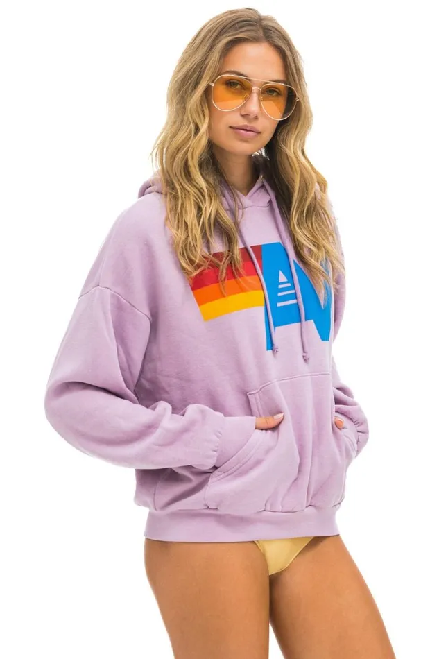 WomenMen Hoodies Aviator Nation Logo Pullover Relaxed Hoodie 8211 Mauve