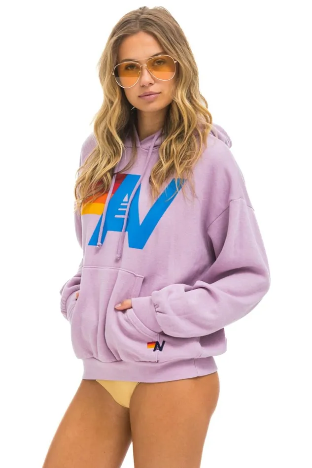 WomenMen Hoodies Aviator Nation Logo Pullover Relaxed Hoodie 8211 Mauve
