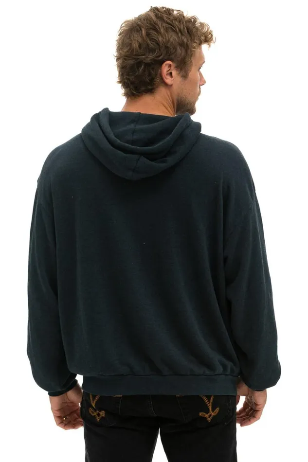 WomenMen Hoodies Aviator Nation Logo Stitch Pullover Relaxed Hoodie 8211 Charcoal