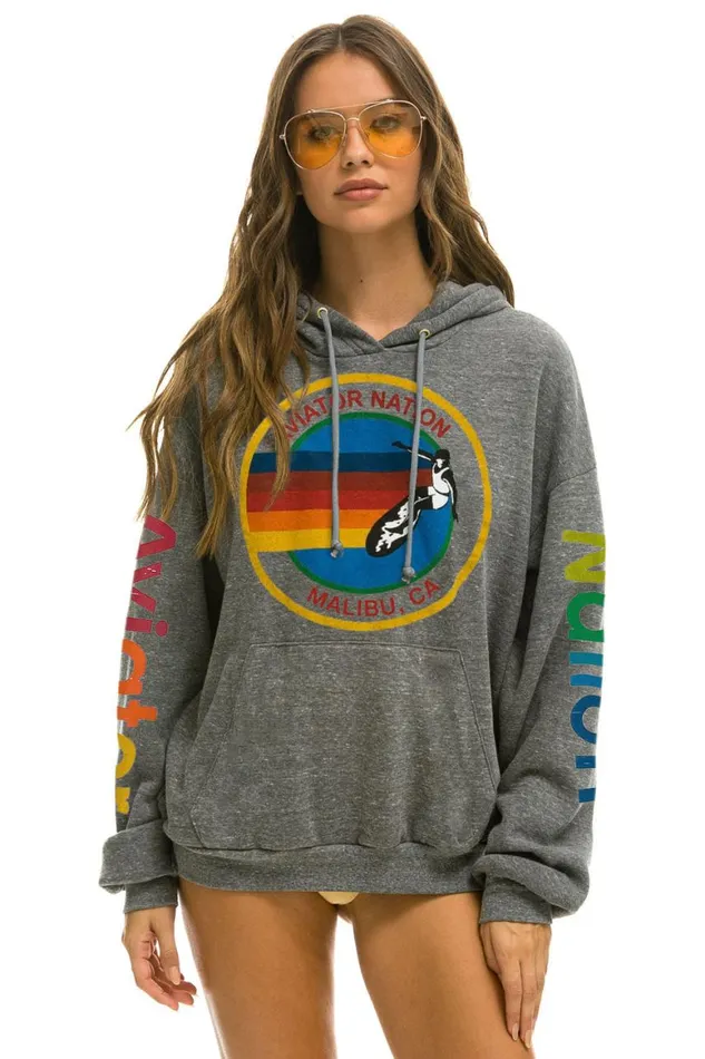 WomenMen Hoodies Aviator Nation Malibu Relaxed Pullover Hoodie 8211 Heather Grey WomenMen Hoodies Aviator Nation Malibu Relaxed Pullover Hoodie 8211 Heather Grey