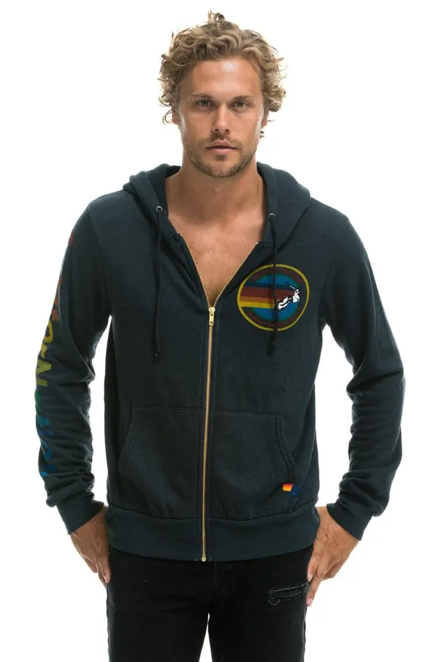 WomenMen Hoodies Aviator Nation Manhattan Beach Zip Hoodie 8211 Charcoal
