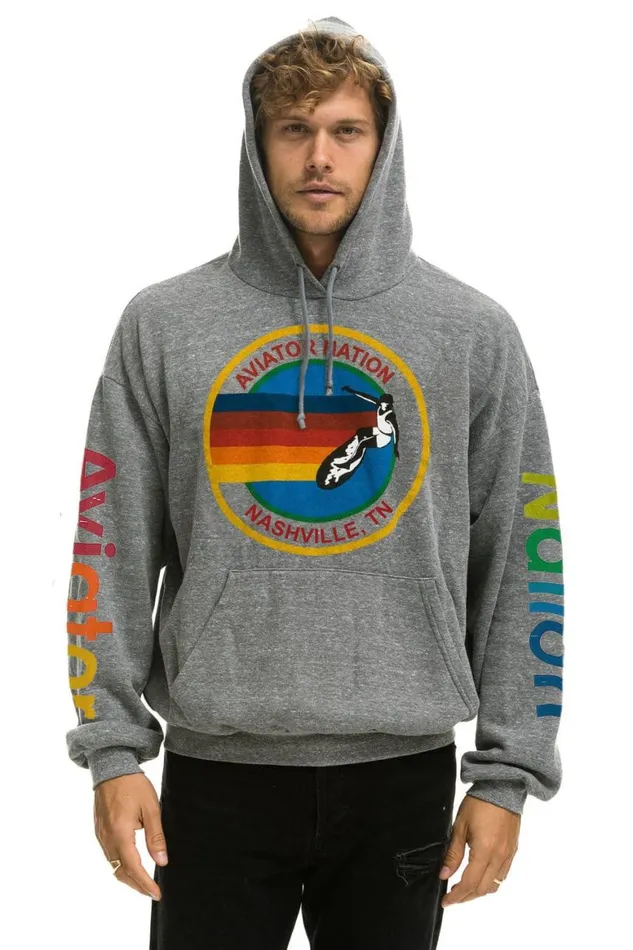 WomenMen Hoodies Aviator Nation Nashville Relaxed Pullover Hoodie 8211 Heather Grey