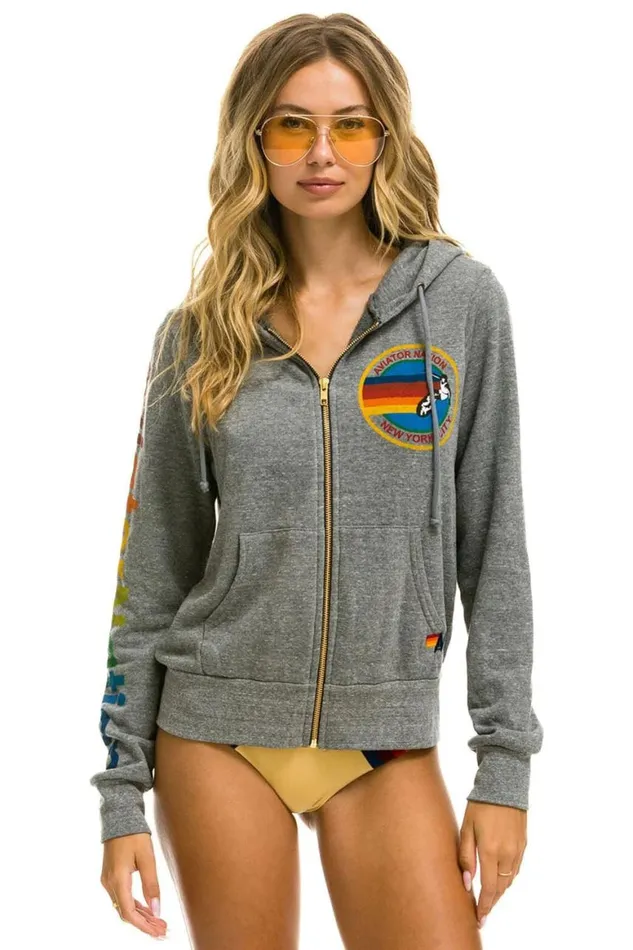 WomenMen Hoodies Aviator Nation New York City Hoodie 8211 Heather Grey