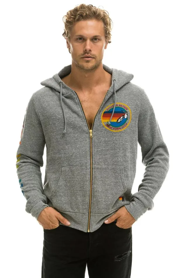 WomenMen Hoodies Aviator Nation New York City Hoodie 8211 Heather Grey
