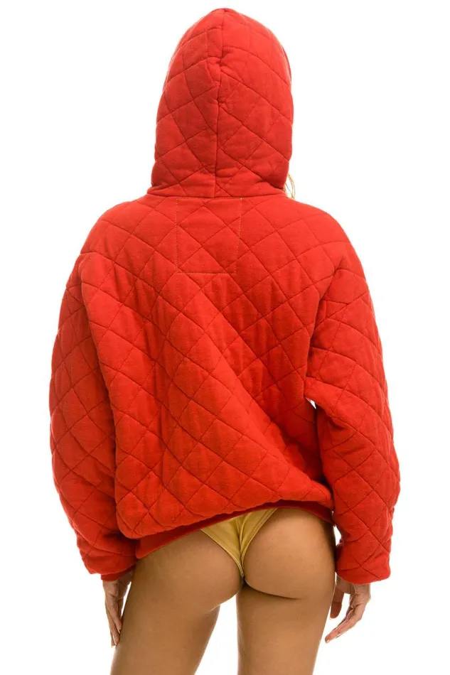 WomenMen Hoodies Aviator Nation Quilted Relaxed Pullover Hoodie 8211 Red