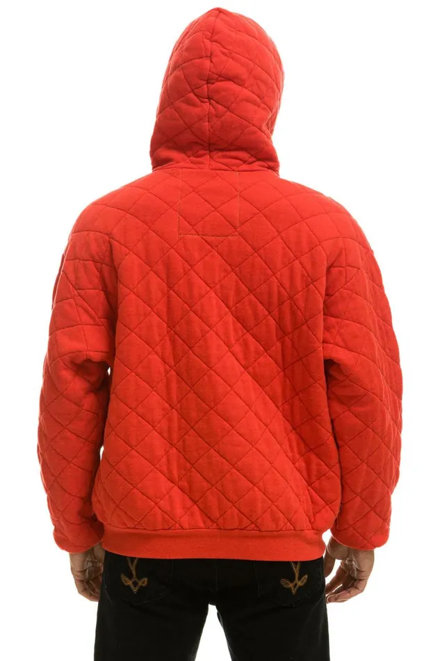WomenMen Hoodies Aviator Nation Quilted Relaxed Pullover Hoodie 8211 Red