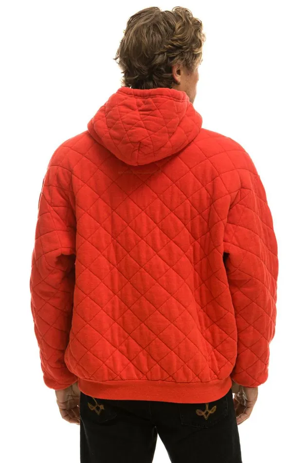 WomenMen Hoodies Aviator Nation Quilted Relaxed Pullover Hoodie 8211 Red