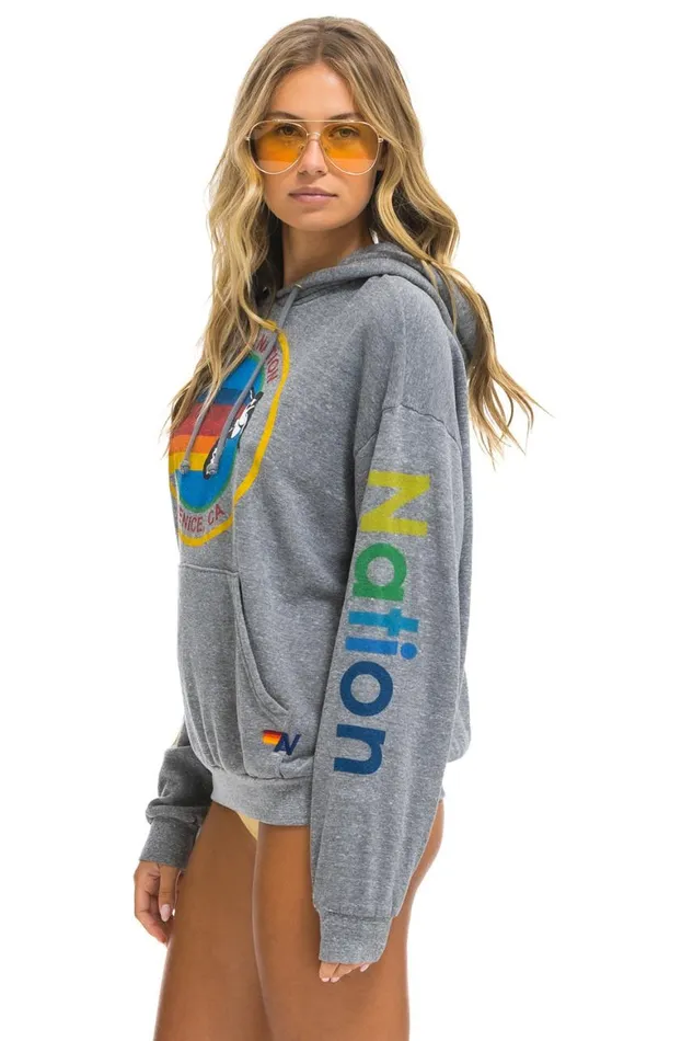 WomenMen Hoodies Aviator Nation Relaxed Pullover Hoodie 8211 Heather Grey