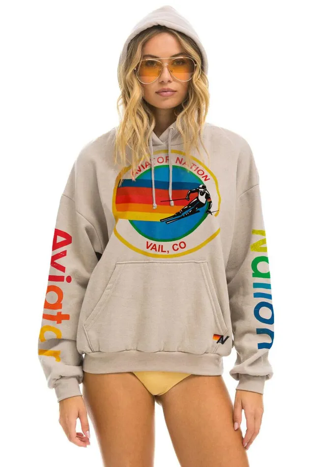 WomenMen Hoodies Aviator Nation Vail Relaxed Pullover Hoodie 8211 Sand
